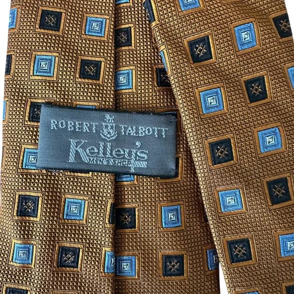 Mens Necktie Bundle Lot 6pc Gold Green Brown Geometric Leaf Professional Ties